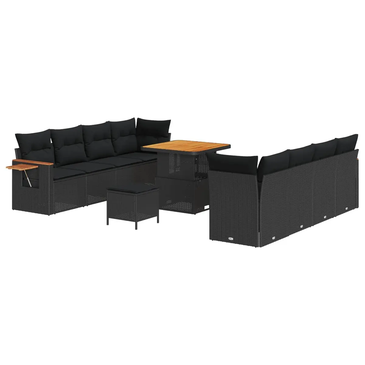 Modular Outdoor Garden Sofa Set Black Poly Rattan 12 Piece