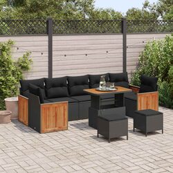 Outdoor Garden Sofa Set 13 Piece Modular Seating Black Poly Rattan with Cushions