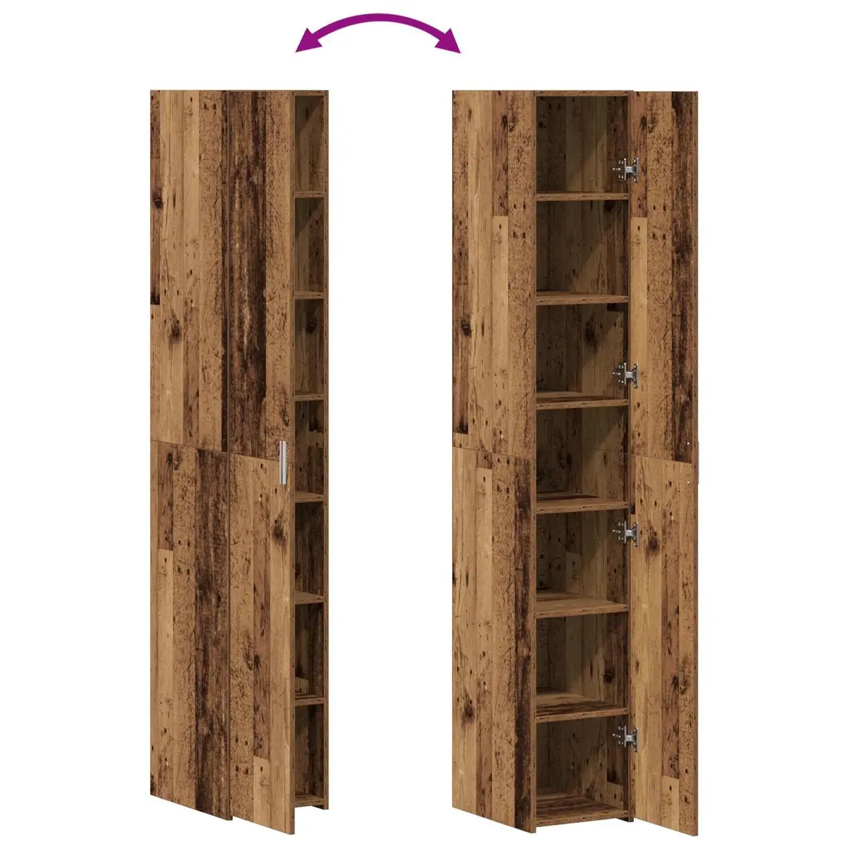 Highboard Old Wood Sideboard Buffet Storage Cabinet 30 x 42.5 x 185 cm Brown