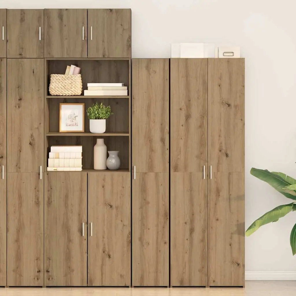 Engineered Wood Highboard Storage Cabinet Modern Minimalist Brown 30 x 42.5 x 185 cm