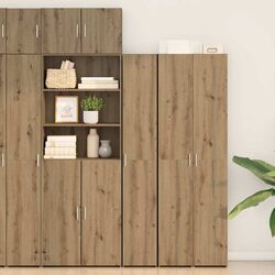 Brown Engineered Wood Highboard Storage Cabinet Sideboard Furniture Living Room