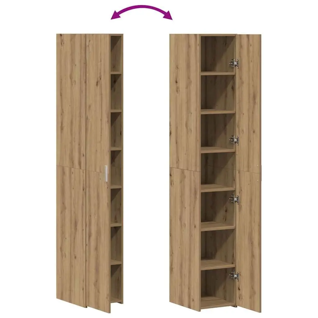 Engineered Wood Highboard Storage Cabinet Modern Minimalist Brown 30 x 42.5 x 185 cm