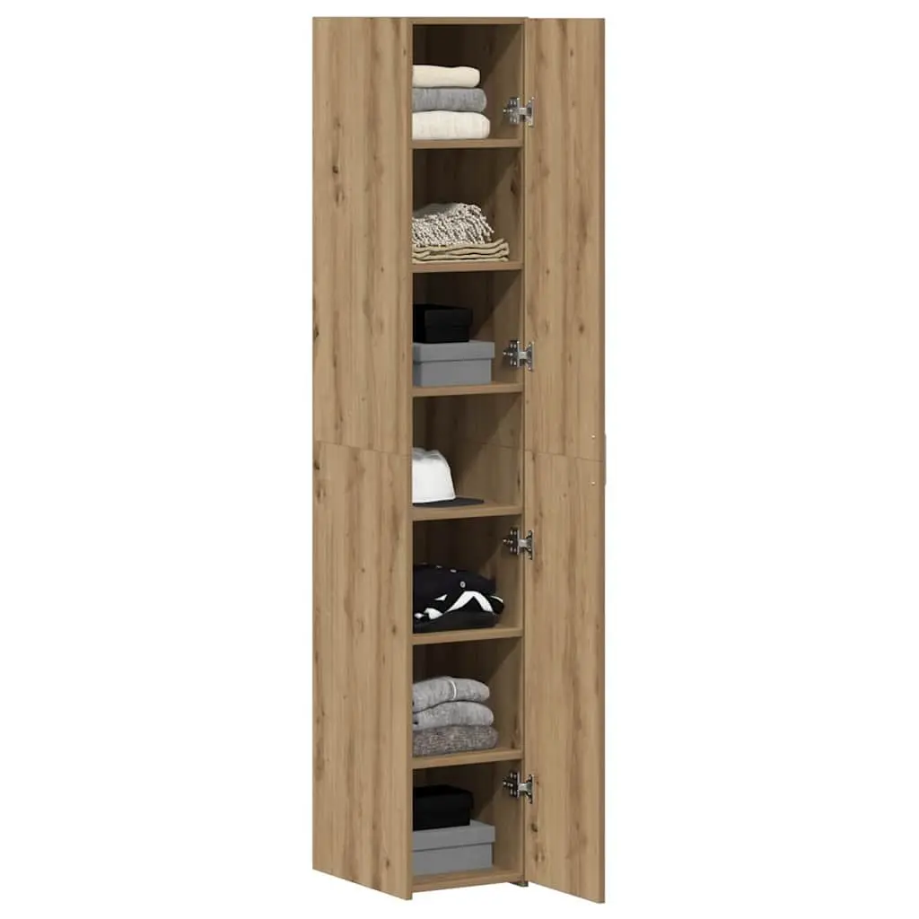 Engineered Wood Highboard Storage Cabinet Modern Minimalist Brown 30 x 42.5 x 185 cm