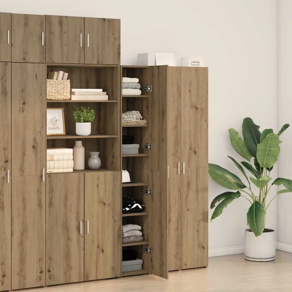 Engineered Wood Highboard Storage Cabinet Modern Minimalist Brown 30 x 42.5 x 185 cm