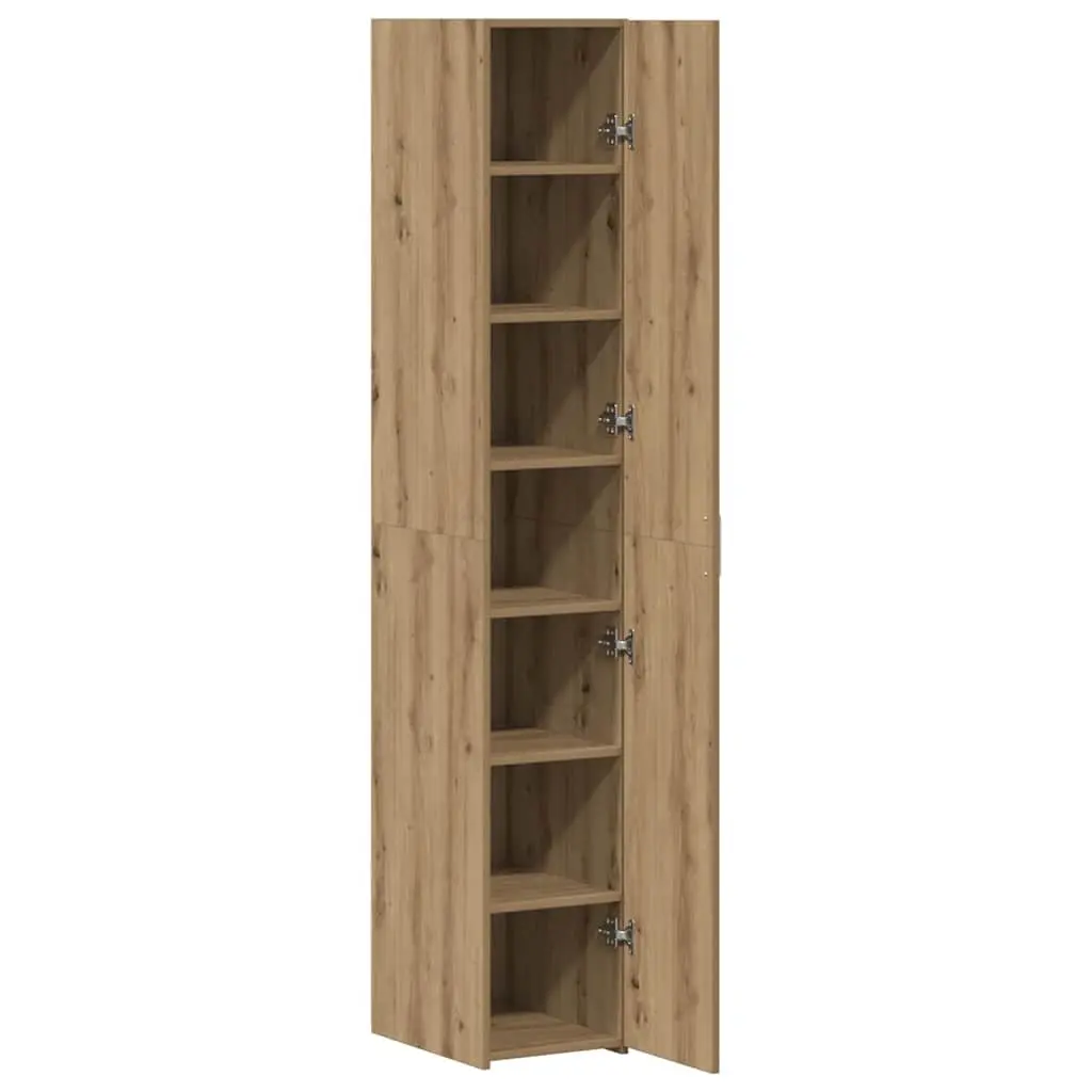 Engineered Wood Highboard Storage Cabinet Modern Minimalist Brown 30 x 42.5 x 185 cm