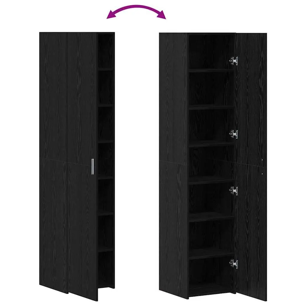 Black Oak Highboard 40 x 42.5 x 185 cm Engineered Wood Storage Cabinet Sideboard