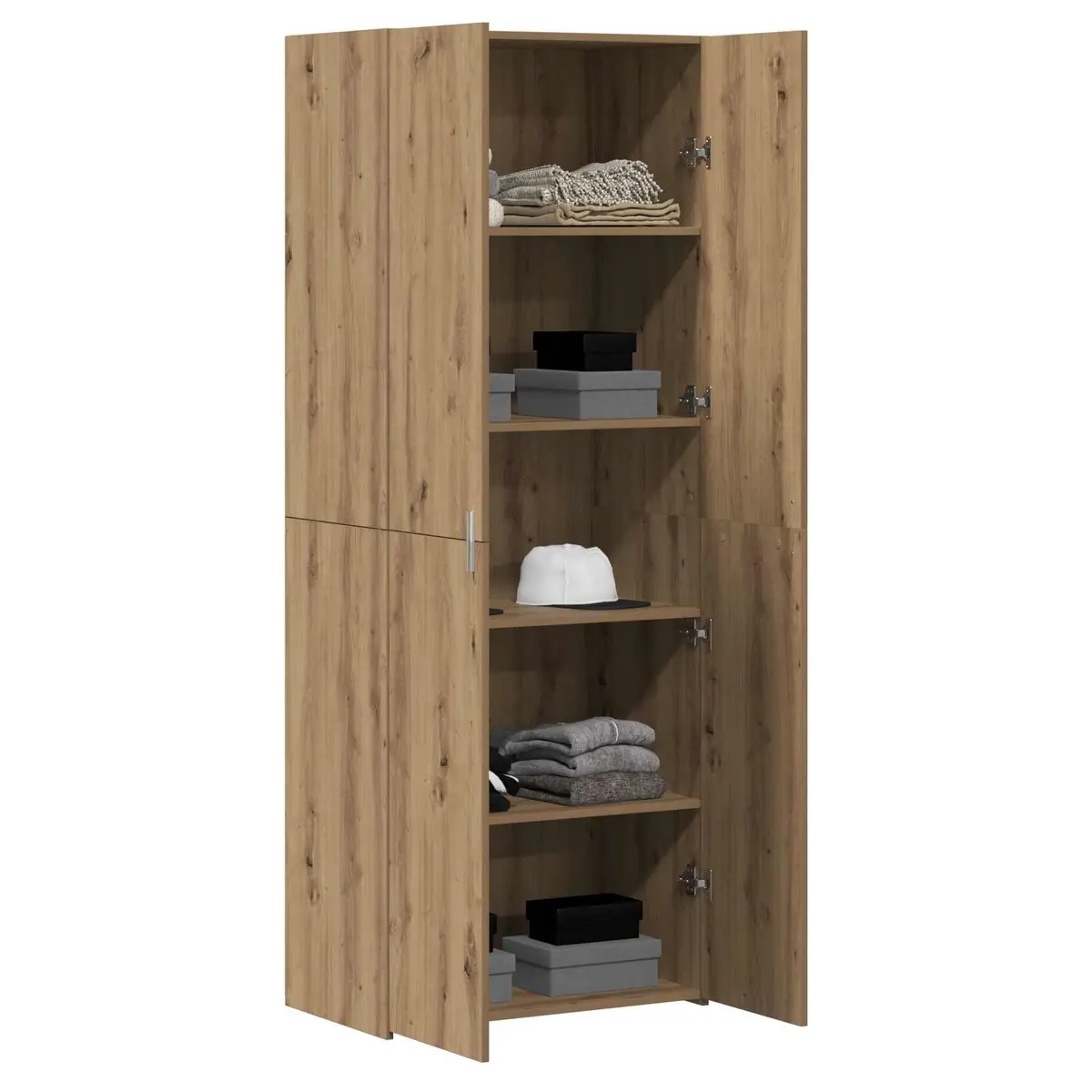 Brown Engineered Wood Highboard Storage Cabinet 70x42.5x185cm Modern Sideboard