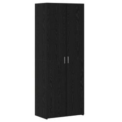 Black Engineered Wood Highboard Storage Cabinet Modern Living Room Dining