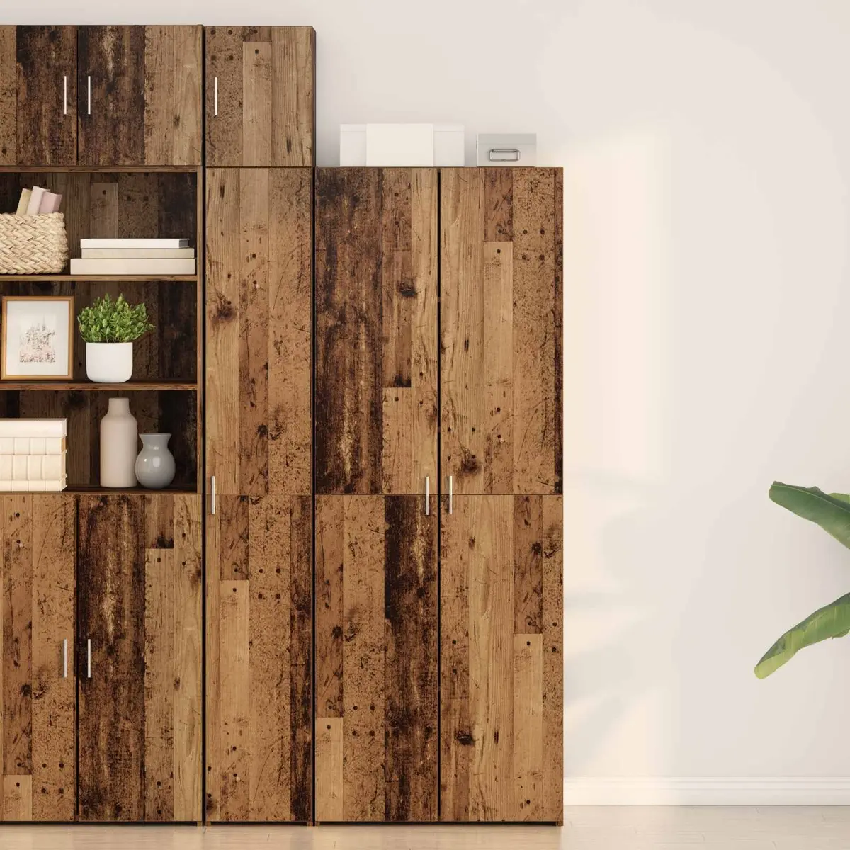 Wooden Buffet Sideboard Cabinet Brown Rustic Dining Room Storage Shelves