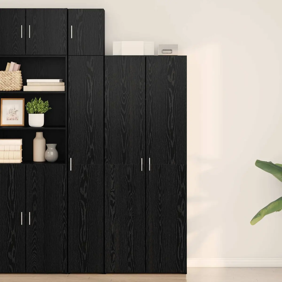 Highboard Buffet Cabinet Rustic Black Oak 70x42.5x185cm
