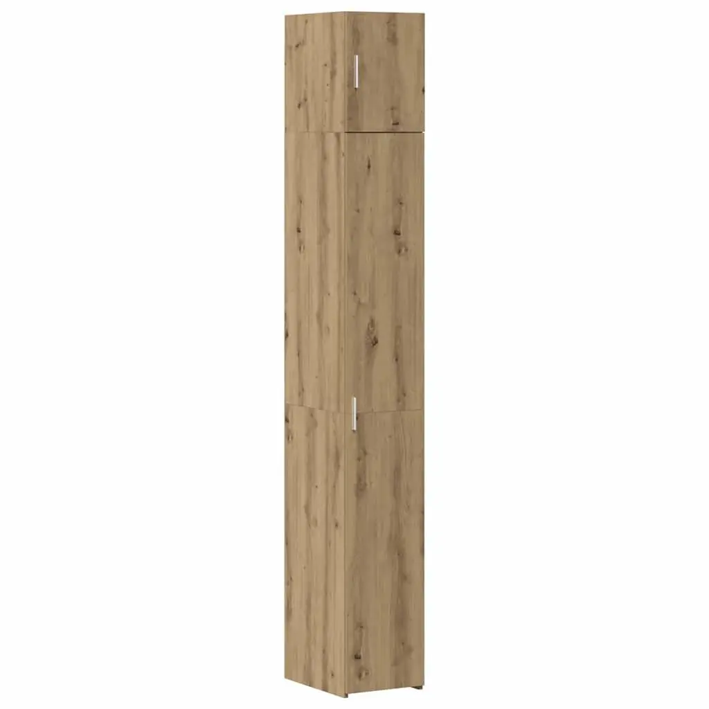 Brown 2 Piece Storage Cabinet with Hinged Doors Adjustable Shelves Engineered Wood