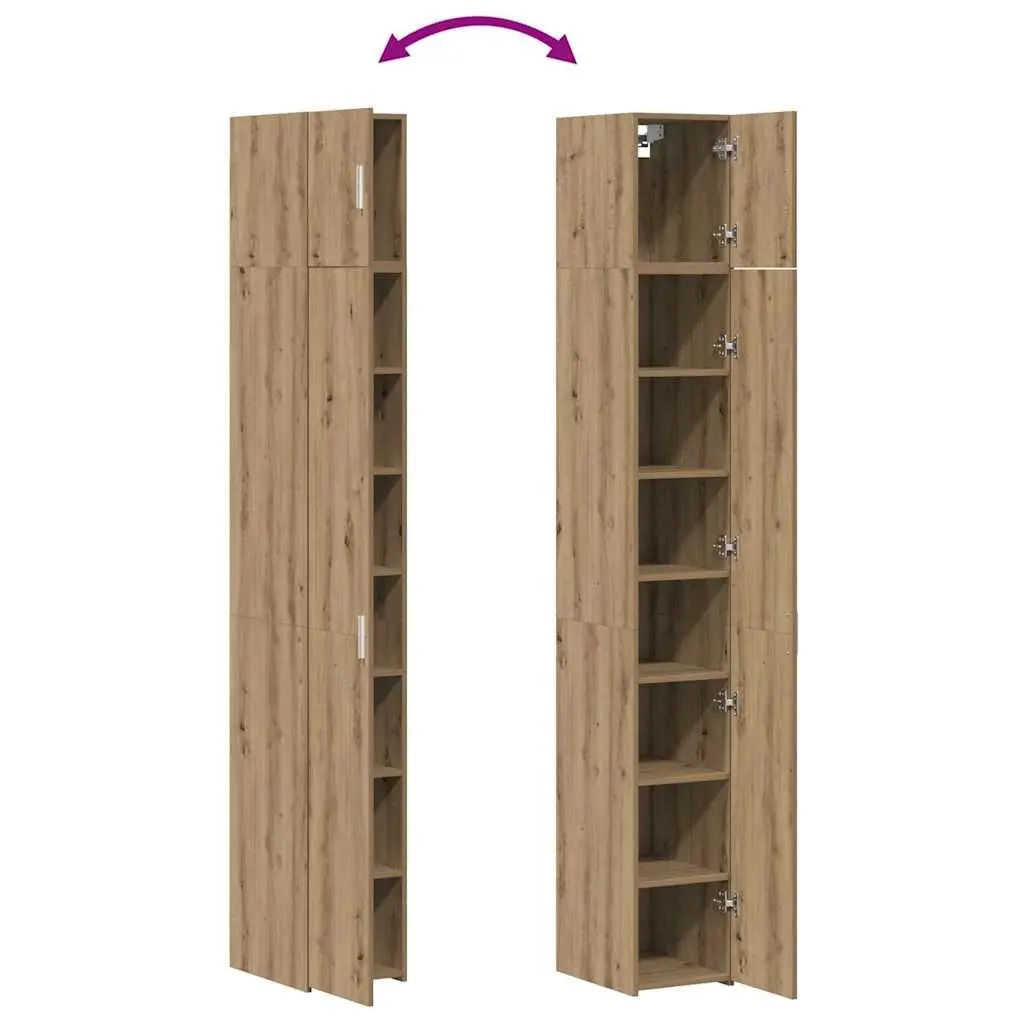 Brown 2 Piece Storage Cabinet with Hinged Doors Adjustable Shelves Engineered Wood