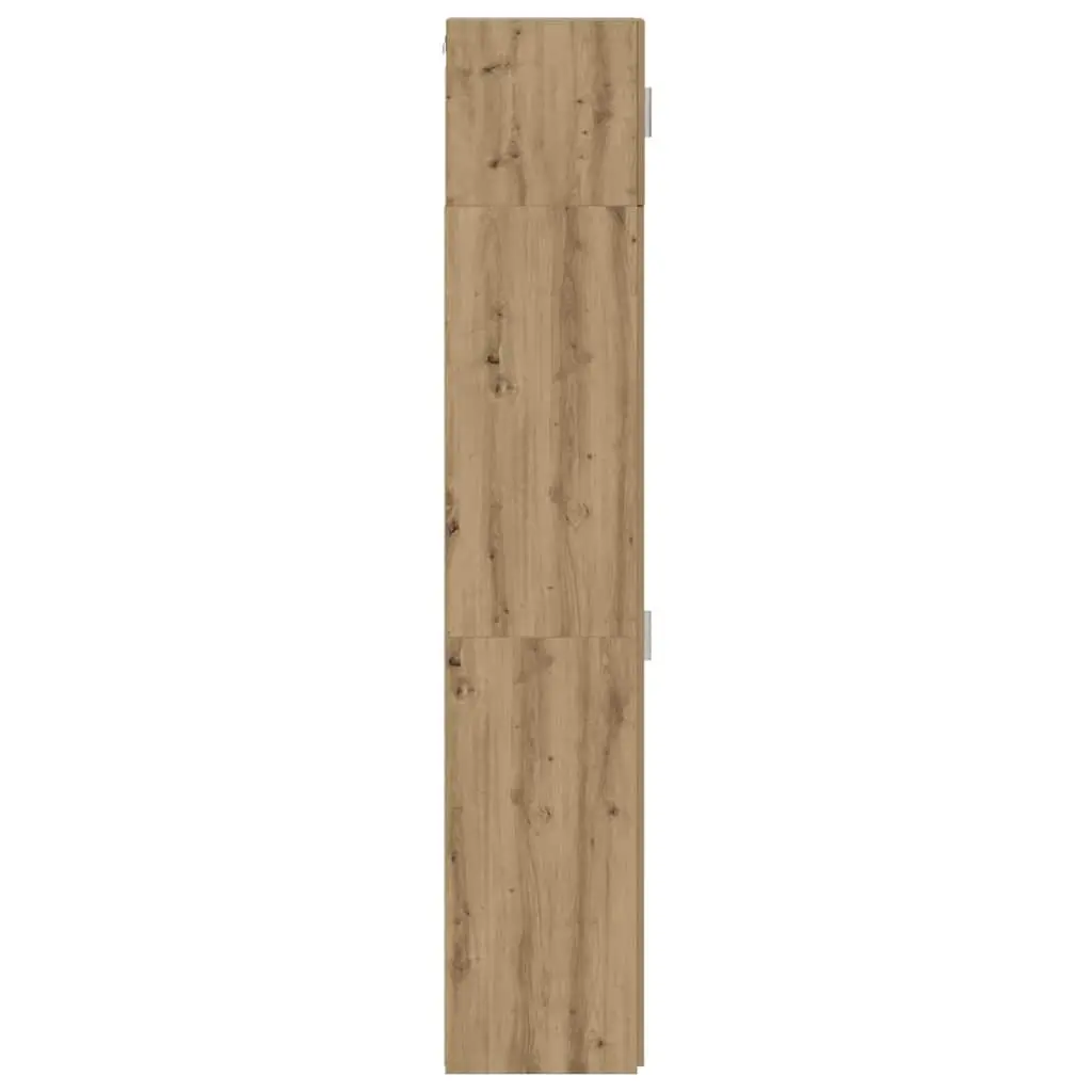 Brown 2 Piece Storage Cabinet with Hinged Doors Adjustable Shelves Engineered Wood