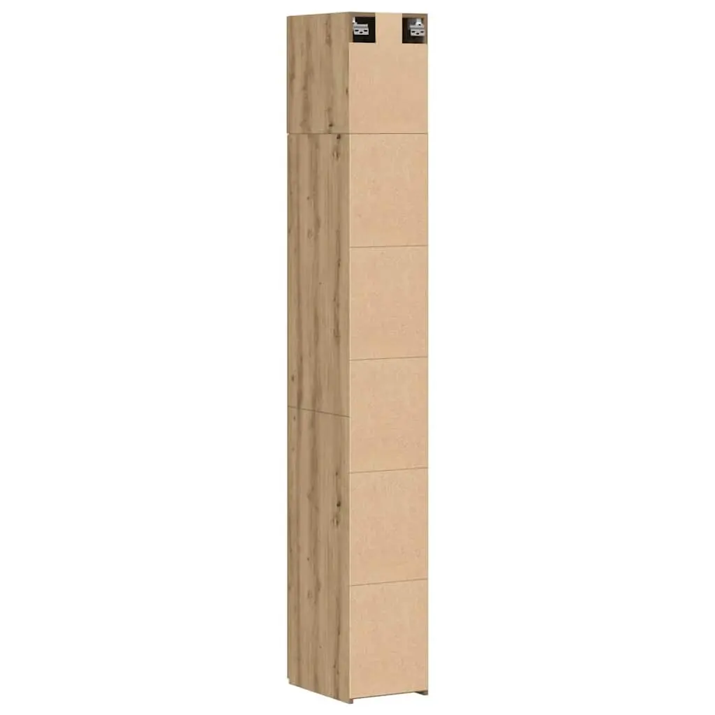 Brown 2 Piece Storage Cabinet with Hinged Doors Adjustable Shelves Engineered Wood