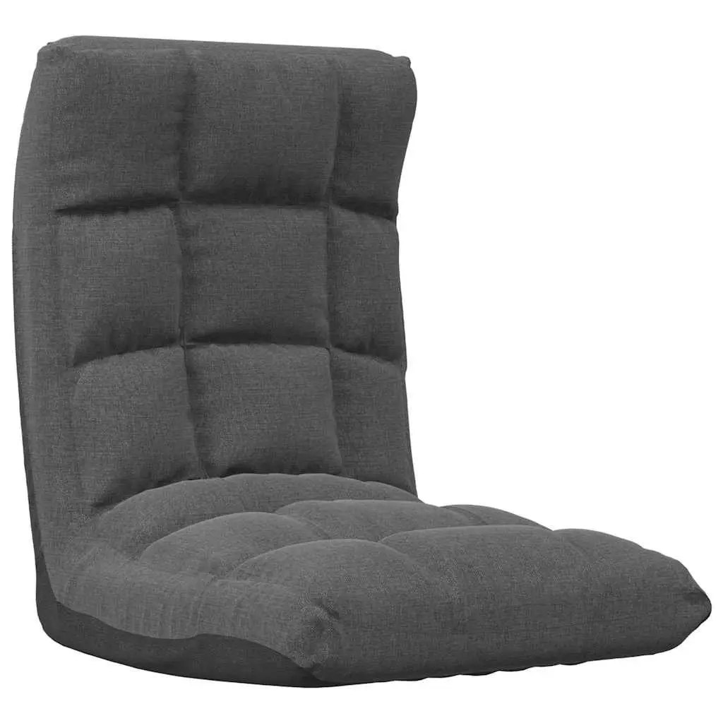 Folding Floor Chair Adjustable Reclining Grey Fabric Padded Lounger