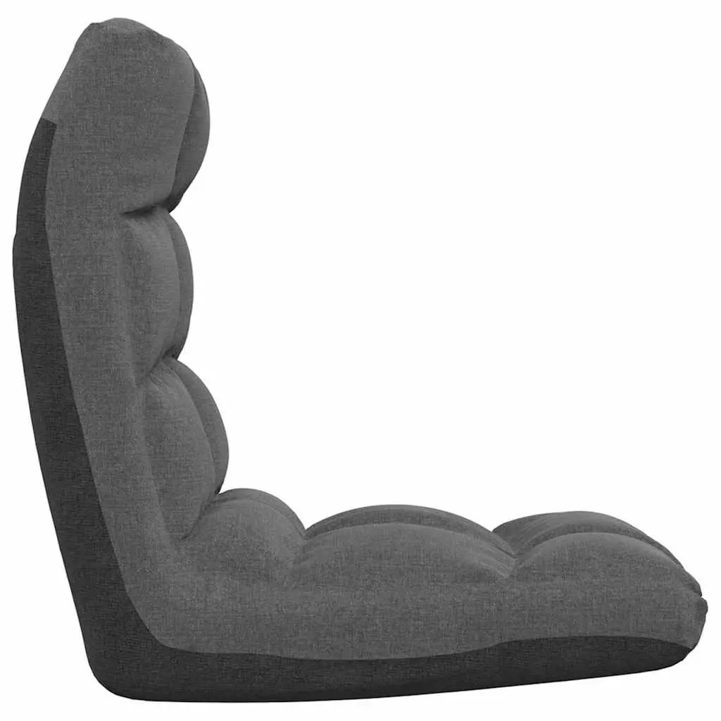 Folding Floor Chair Adjustable Reclining Grey Fabric Padded Lounger