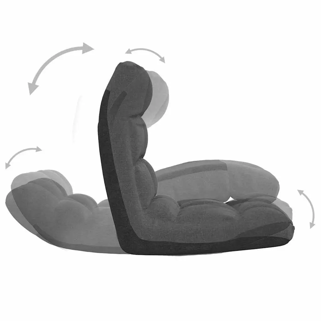 Folding Floor Chair Adjustable Reclining Grey Fabric Padded Lounger