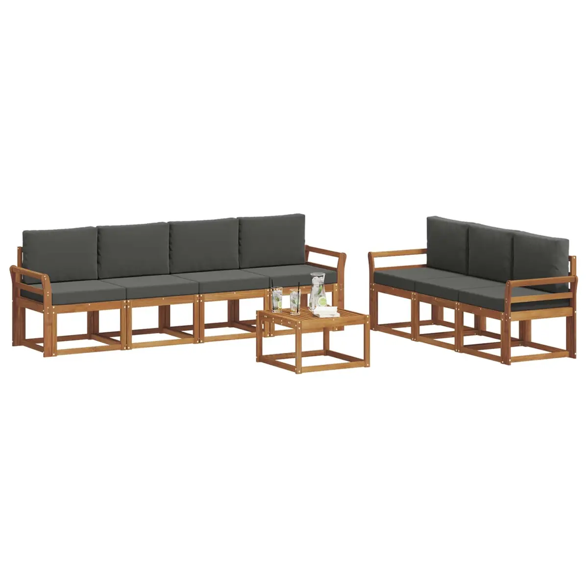 Outdoor Sofa Set 8 Pieces Garden Furniture Modular Lounger Acacia Wood Cushion