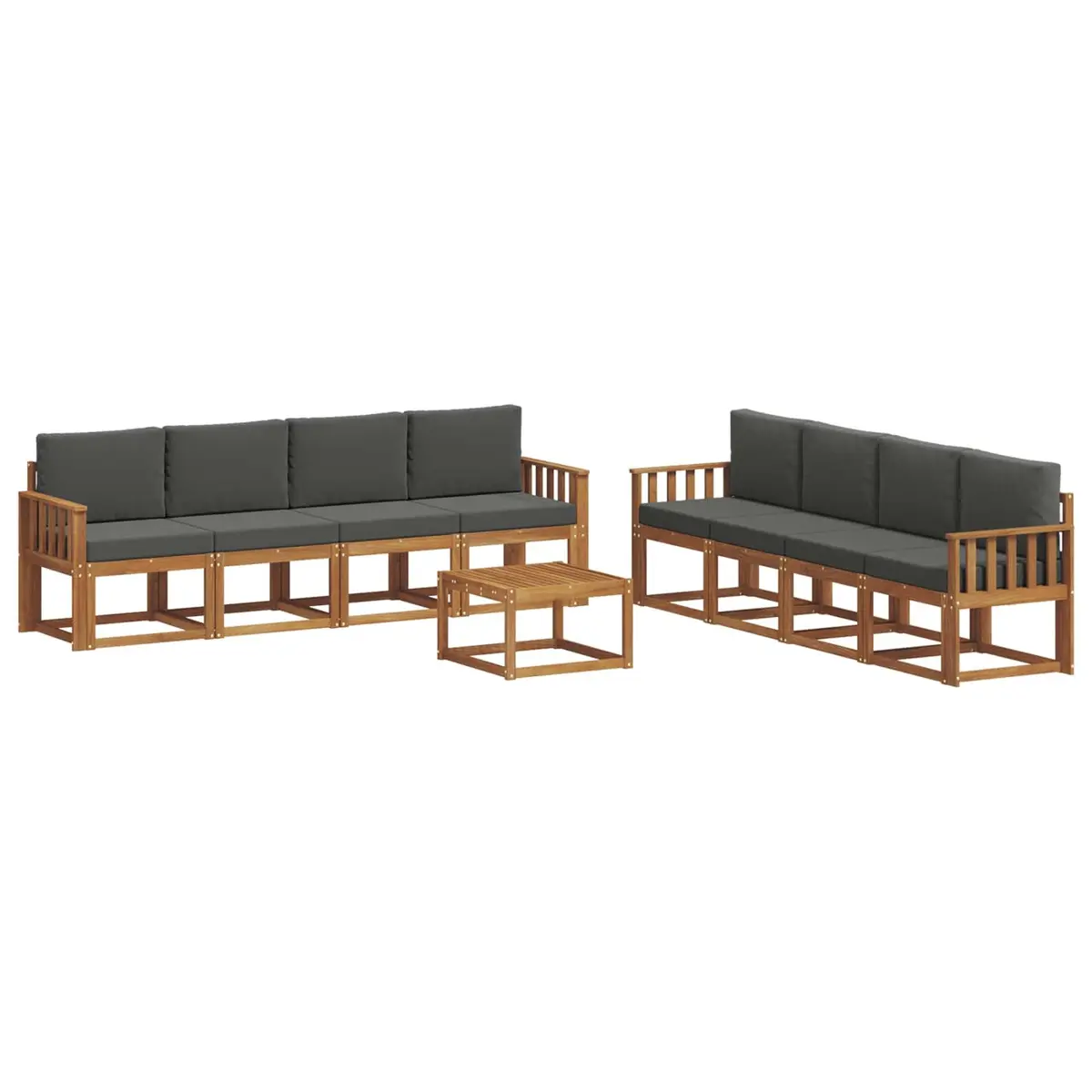 Outdoor Sectional Sofa Set 9 Piece Garden Furniture with Cushions Brown