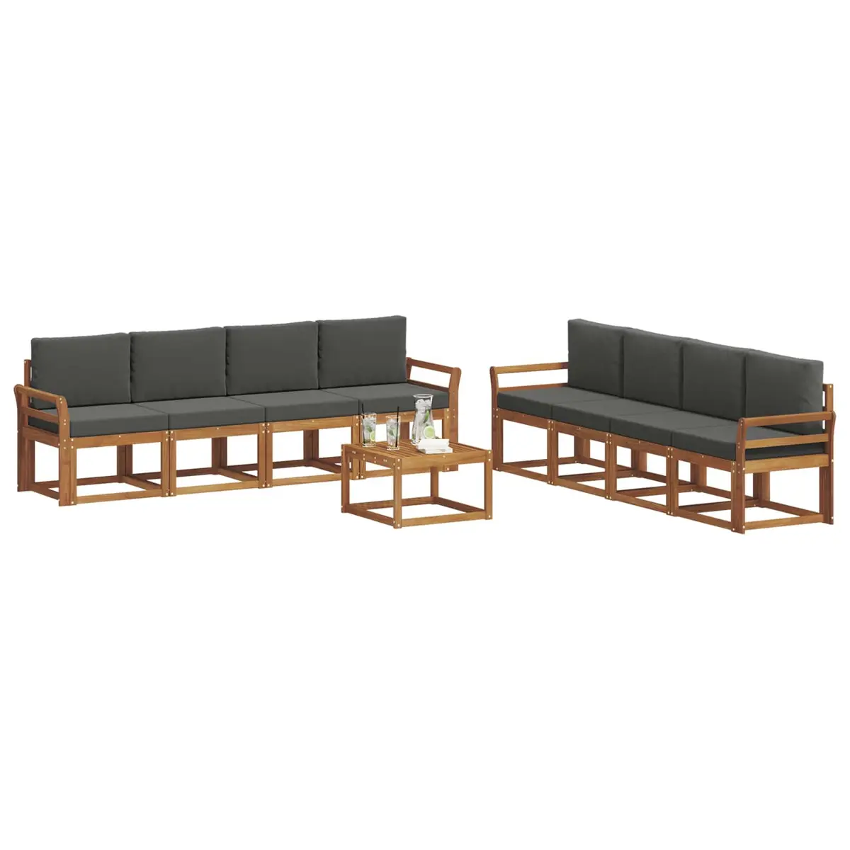Outdoor Sectional Sofa Set 9 Pcs Garden Furniture Patio Lounge with Cushions