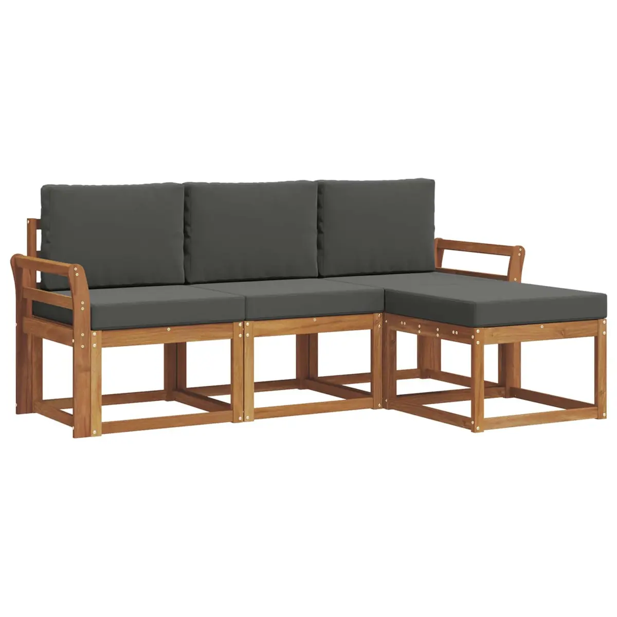 Outdoor Sofa Set 4 Piece Acacia Wood Garden Furniture with Cushions Patio
