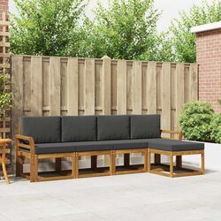 5-Piece Outdoor Sectional Sofa Set Garden Patio Furniture Acacia Wood Brown