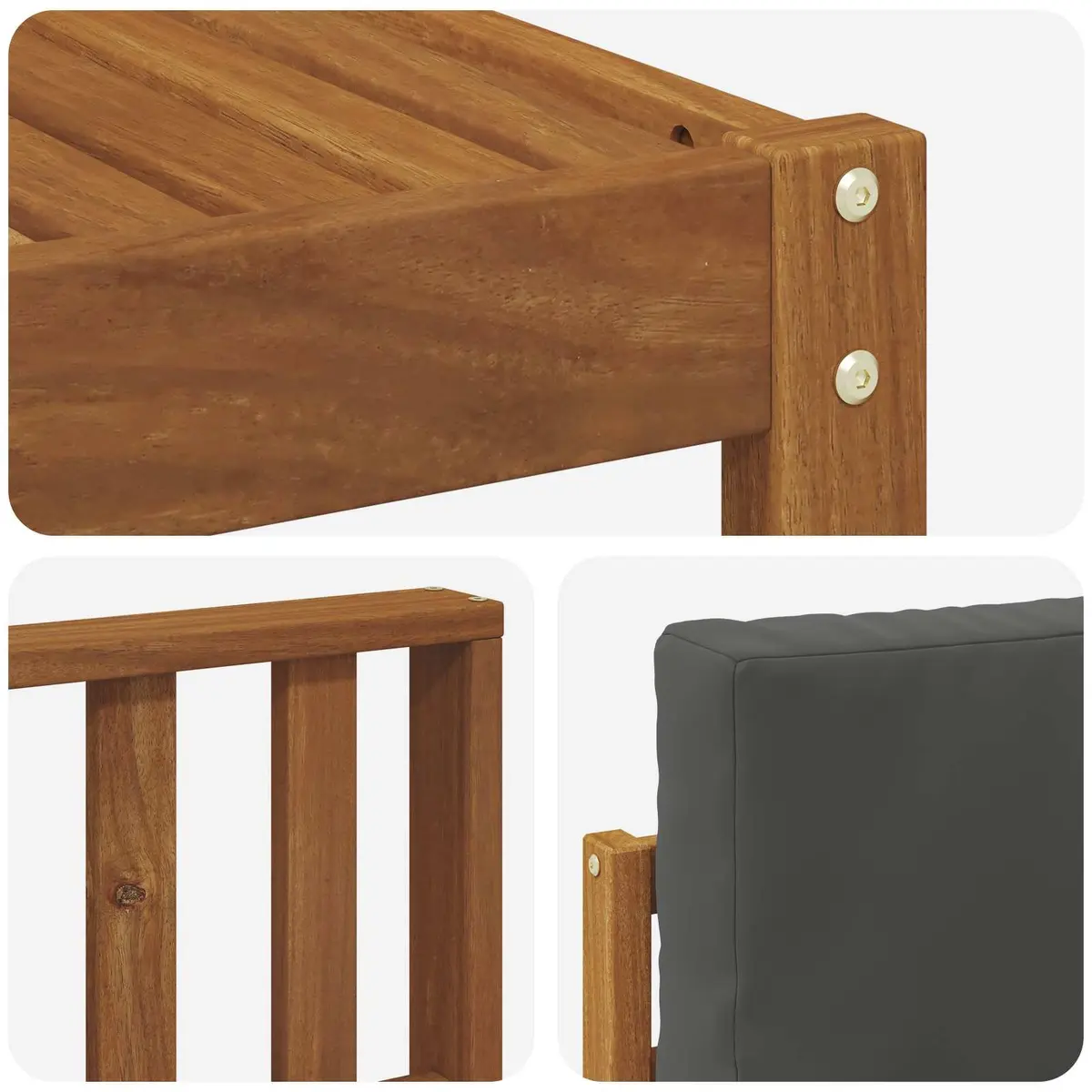 Outdoor Sectional Sofa Set Natural Wood Finish 6 Piece