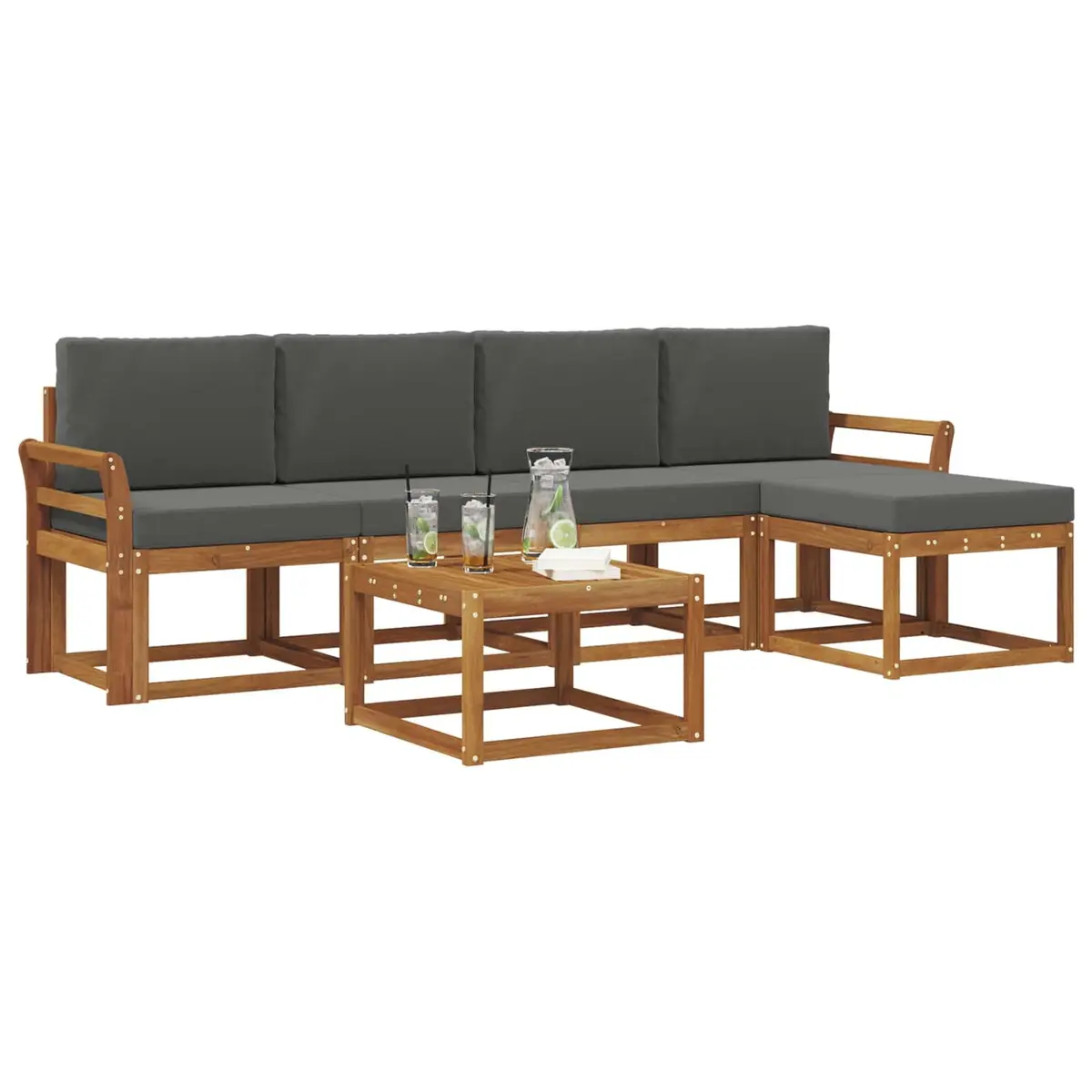 Outdoor Sectional Sofa Set 6 Piece Garden Furniture Modern Patio Seating