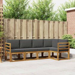 Outdoor Sofa Set 5 Piece Garden Furniture Acacia Wood Natural Anthracite