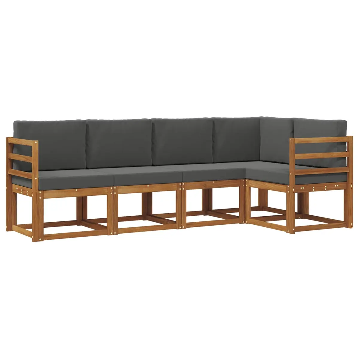 Outdoor Sofa Set 5 Piece Garden Furniture Acacia Wood Natural Anthracite