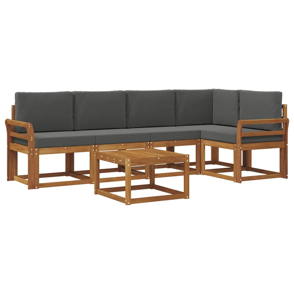 Outdoor Sofa Set 6 Piece Garden Furniture Modular Lounge with Cushions Brown