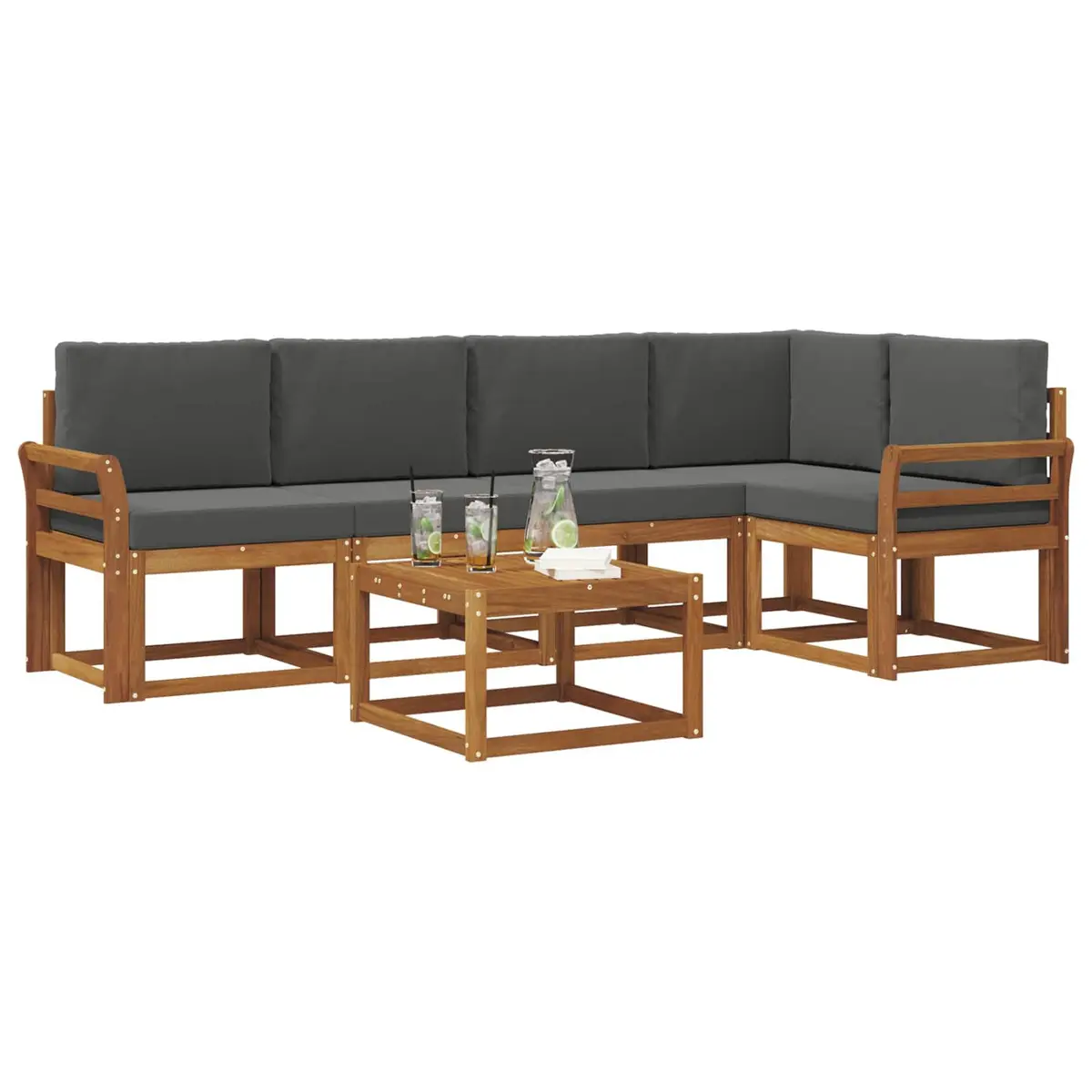 Outdoor Sofa Set 6 Piece Garden Furniture Modular Lounge with Cushions Brown