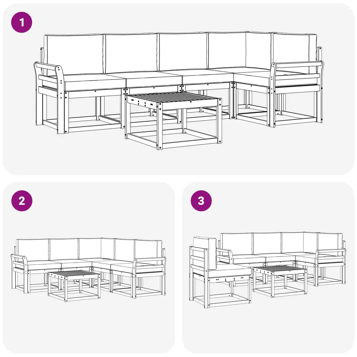 Outdoor Sofa Set 6 Piece Garden Furniture Modular Lounge with Cushions Brown