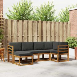 Outdoor Sofa Set 6 Piece Garden Furniture with Cushions Brown Patio Lounge