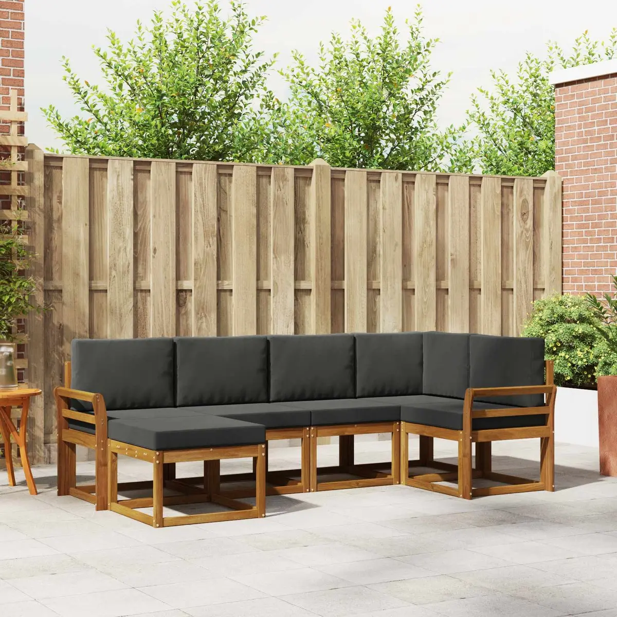 Outdoor Sofa Set 6 Pcs Garden Furniture Modular Lounge with Cushions Natural
