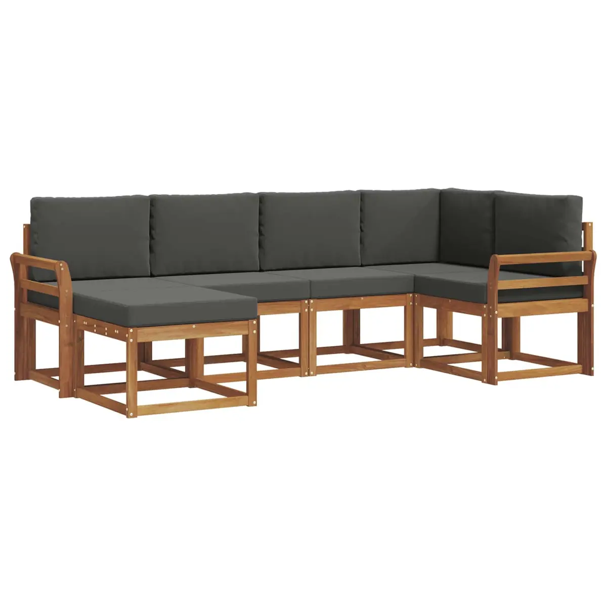 Outdoor Sofa Set 6 Pcs Garden Furniture Modular Lounge with Cushions Natural