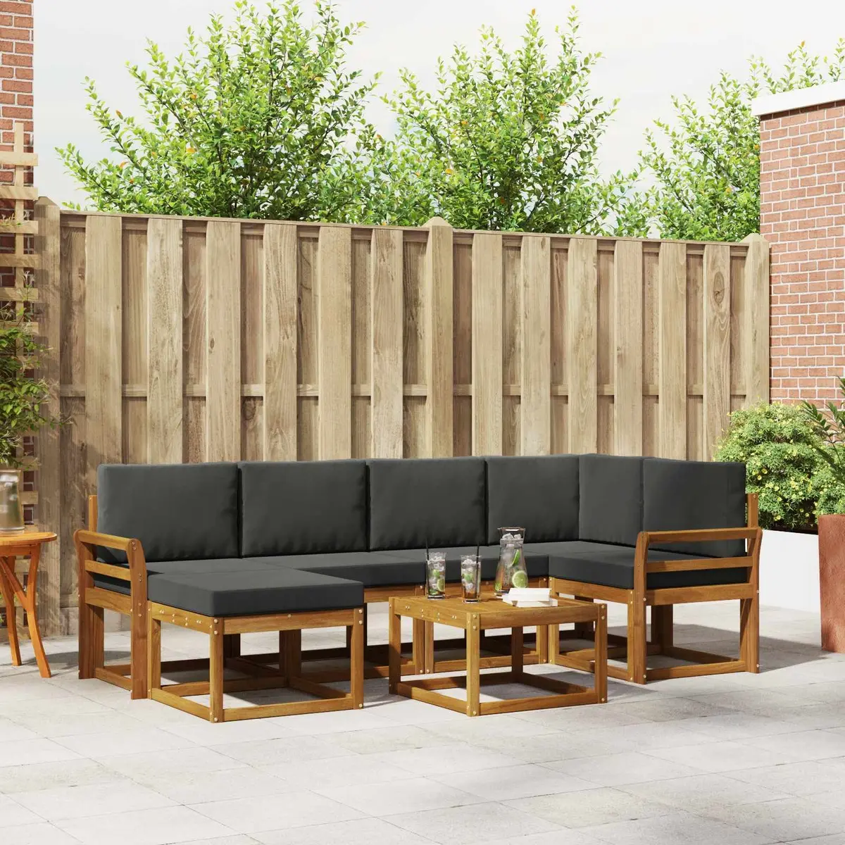 Outdoor Sofa Set 7 Piece Garden Furniture Modular Patio Lounging Brown Cushion