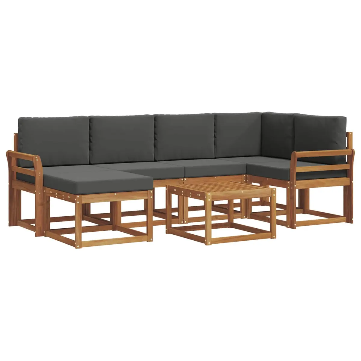 Outdoor Sofa Set 7 Piece Garden Furniture Modular Patio Lounging Brown Cushion