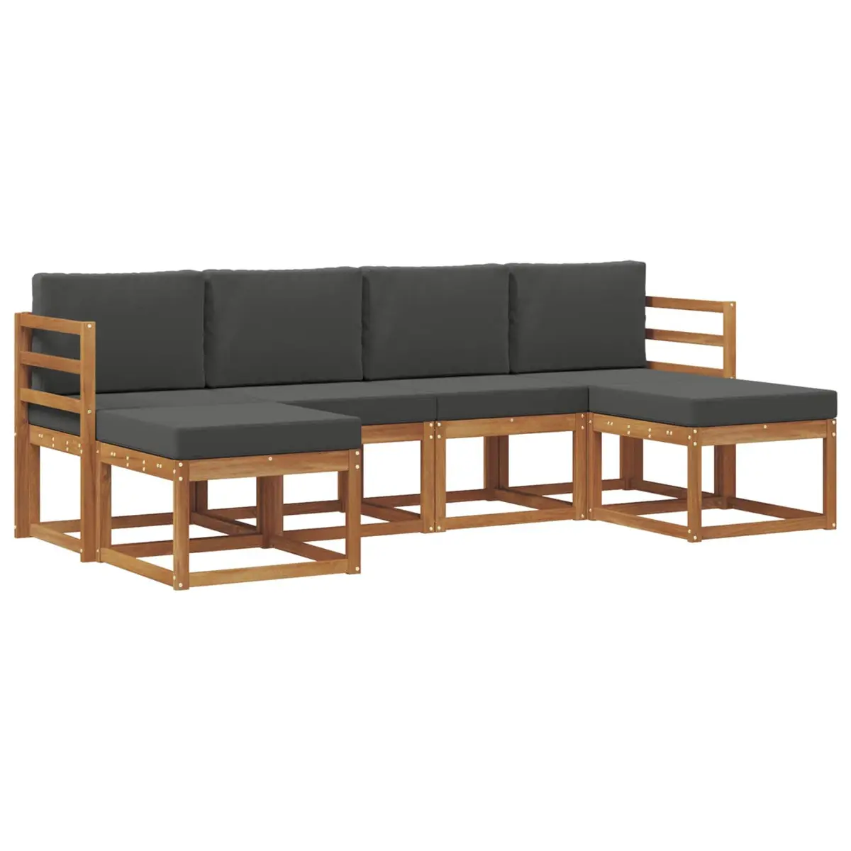 Outdoor Sofa Set Modern 6 Piece Engineered Wood Natural
