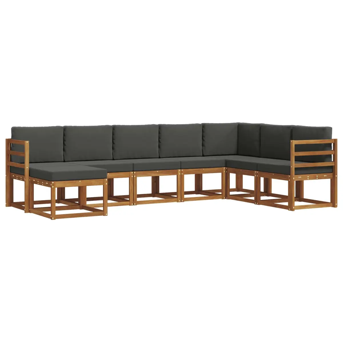 Outdoor Sofa Set 8 Pieces Modular Garden Furniture with Cushions Brown