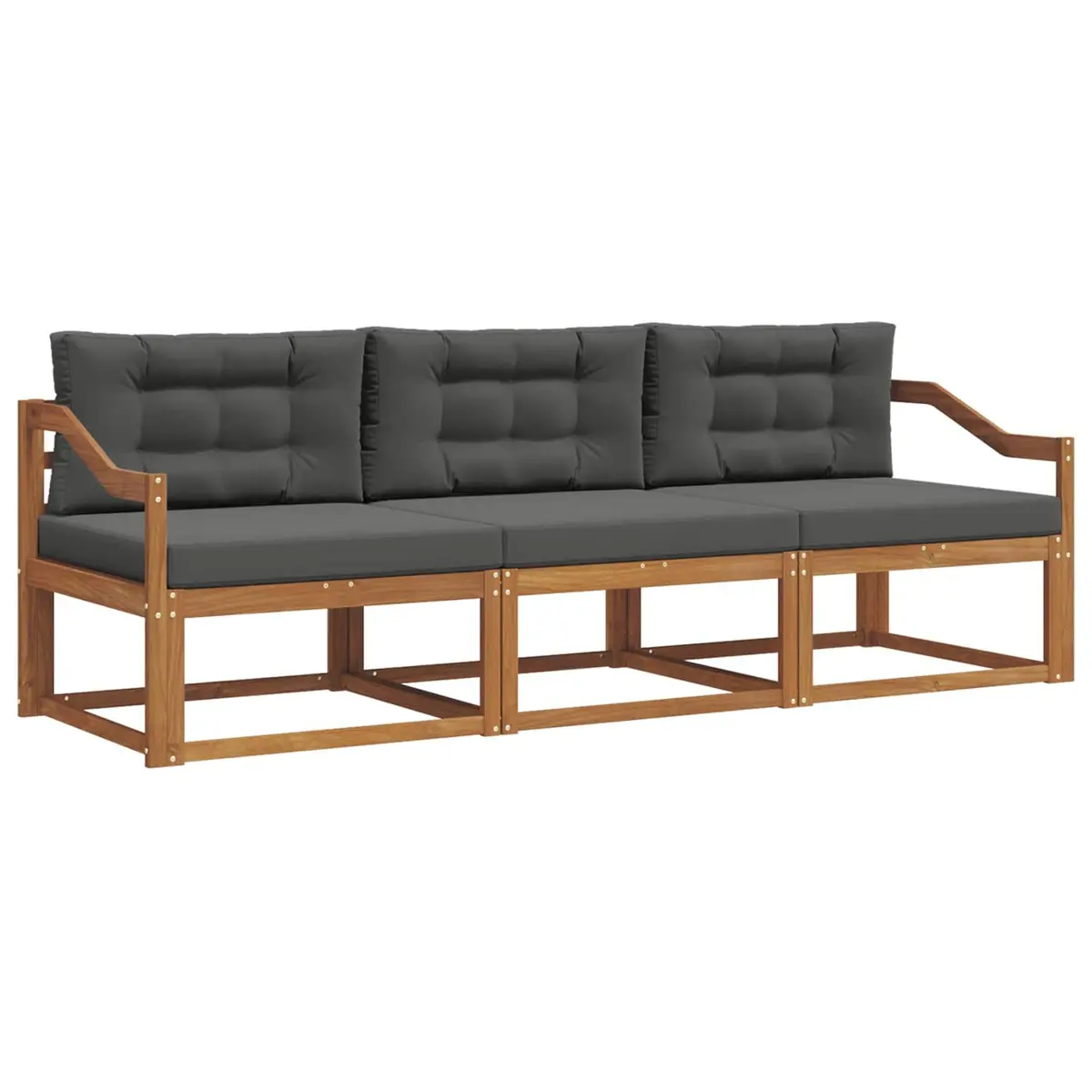 Outdoor Sofa Set 3 pcs Modular Garden Patio Sectional Furniture Brown Wood