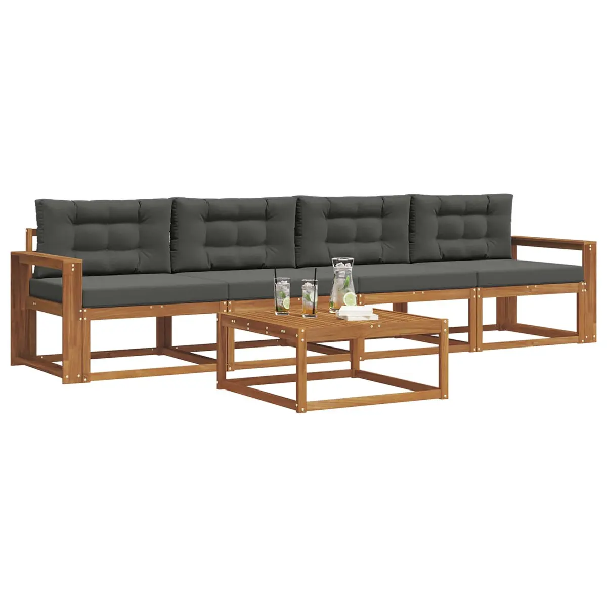 Outdoor Sectional Sofa Set 5 Piece Modern Garden Patio Furniture with Cushions