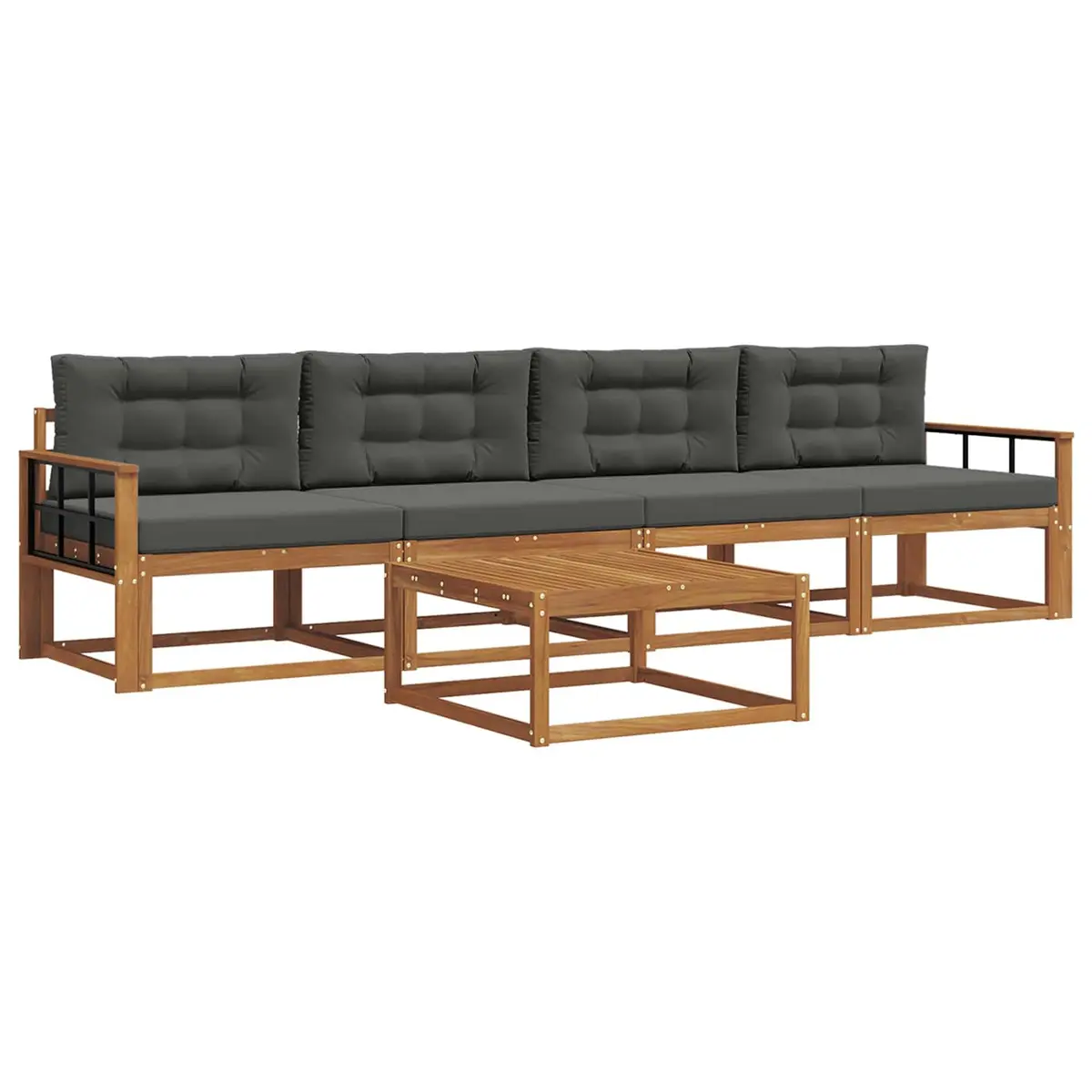 Outdoor Sectional Sofa Set 5 Piece Garden Patio Furniture with Cushions Brown