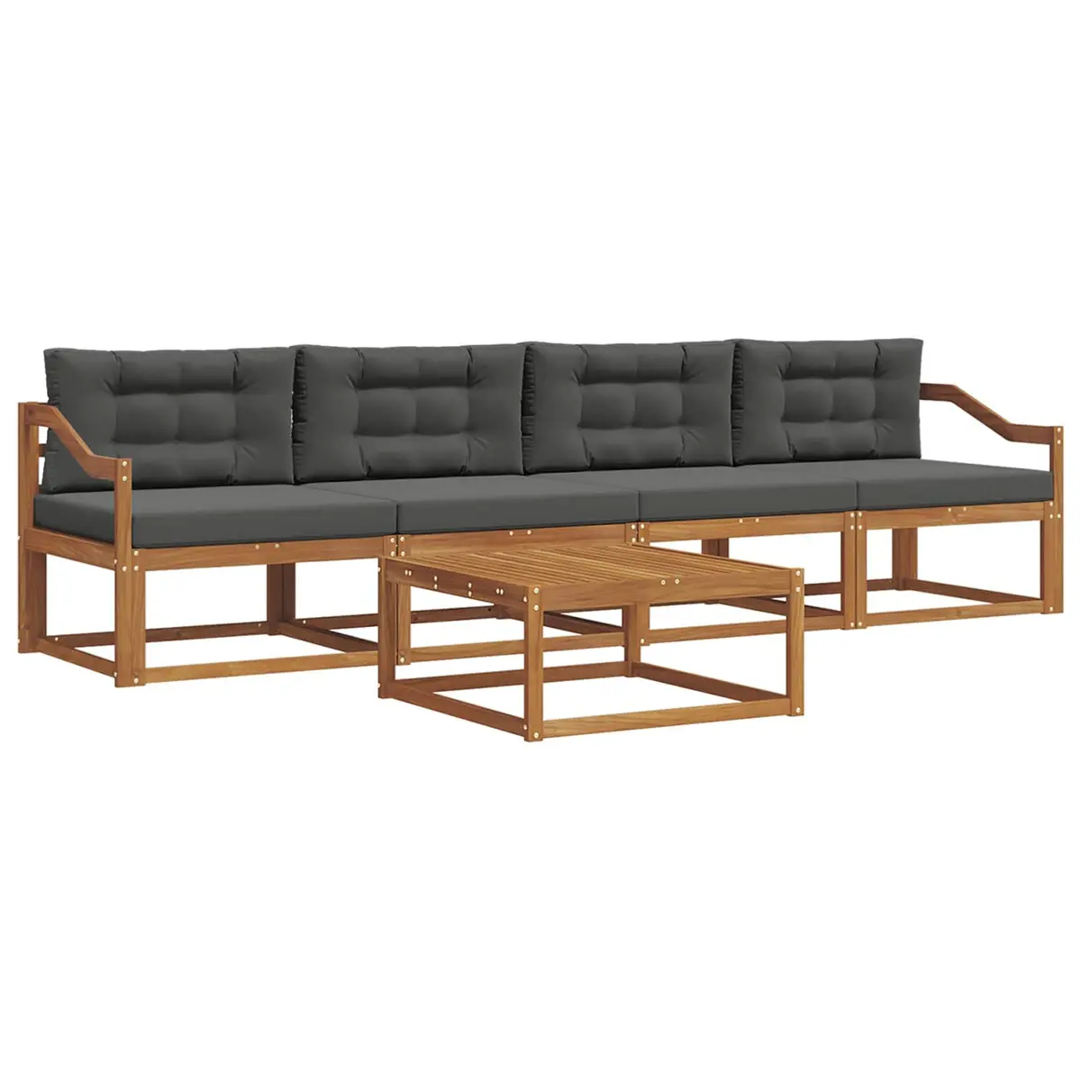 Outdoor Sectional Sofa Set 5 Piece Garden Patio Furniture Brown Cushion