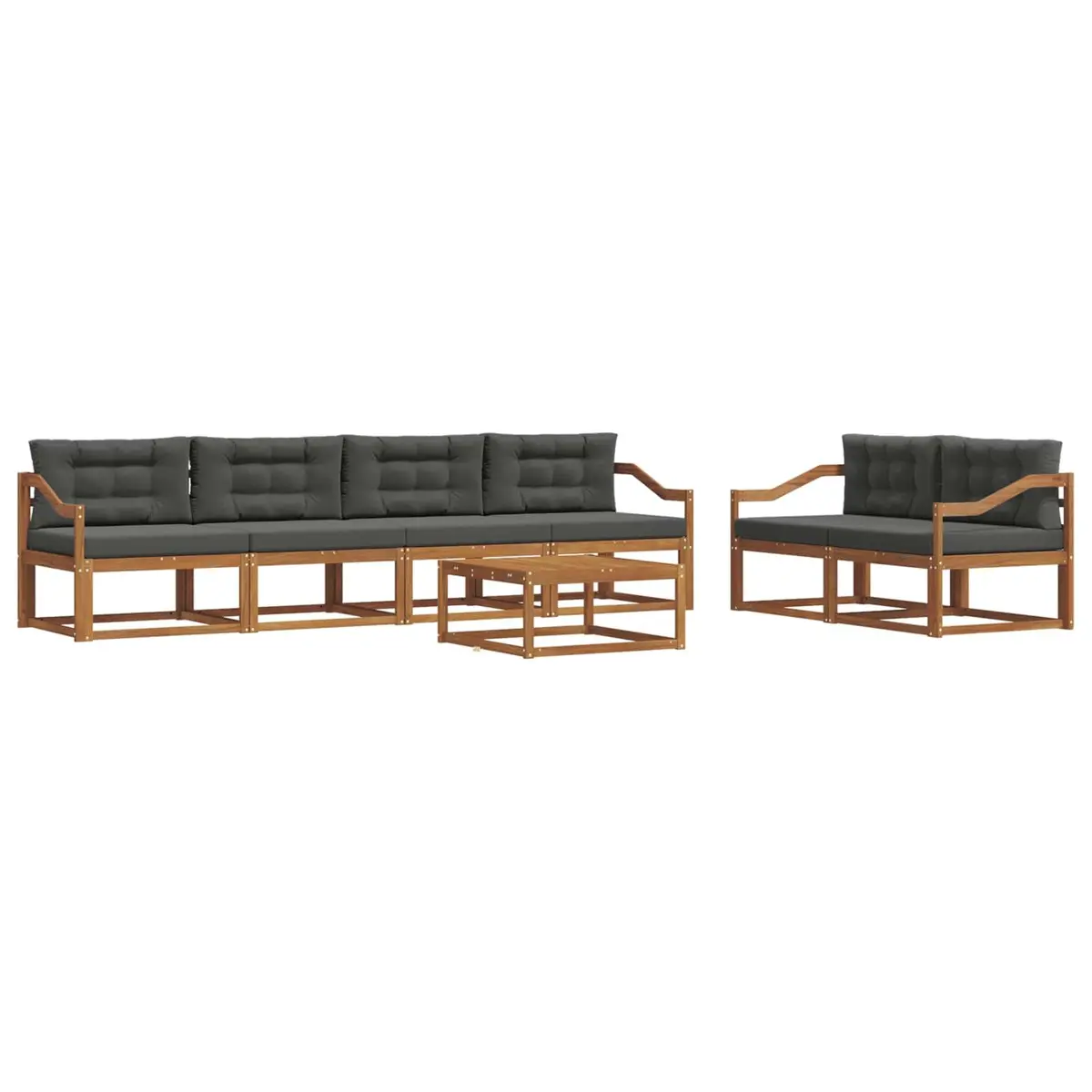 Outdoor Sectional Sofa Set 7 Piece Garden Patio Furniture with Cushions Natural
