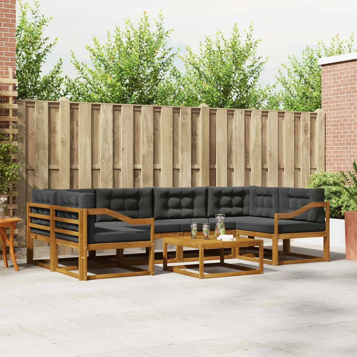Outdoor Sofa Set 7 Pieces Garden Patio Sectional Furniture Cushion Natural