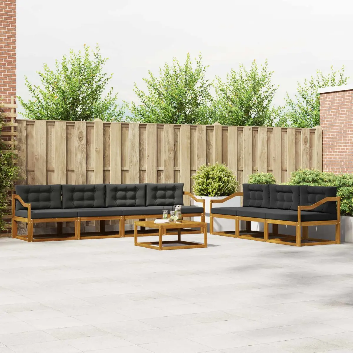 Outdoor Sectional Sofa Set 8 Piece Modular Garden Patio Furniture Natural