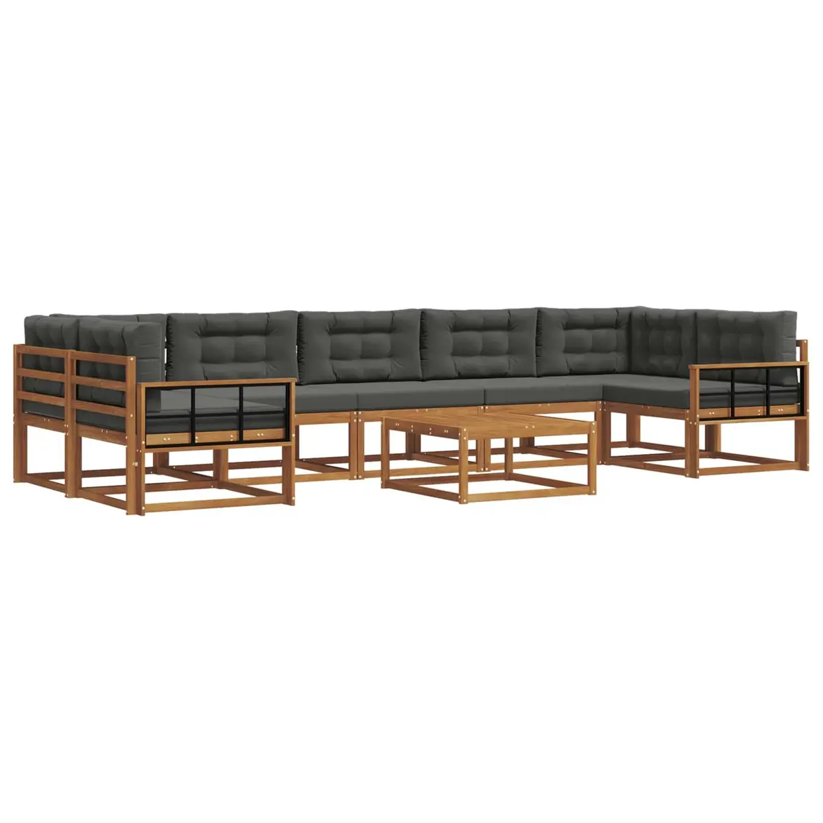 Modular Outdoor Sofa Set Natural 8 Piece Flexible Arrangement Garden Patio Seating