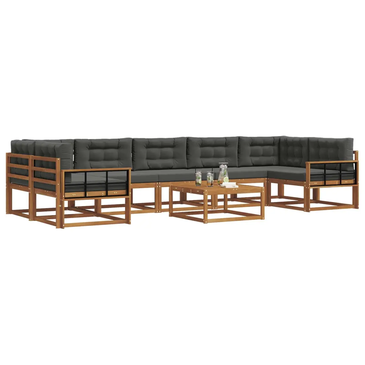 Modular Outdoor Sofa Set Natural 8 Piece Flexible Arrangement Garden Patio Seating