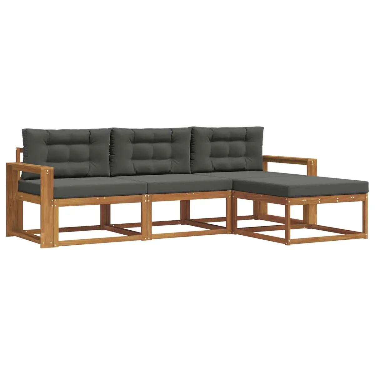Outdoor Sectional Sofa Set 4 Pieces Modular Garden Patio Furniture with Cushions